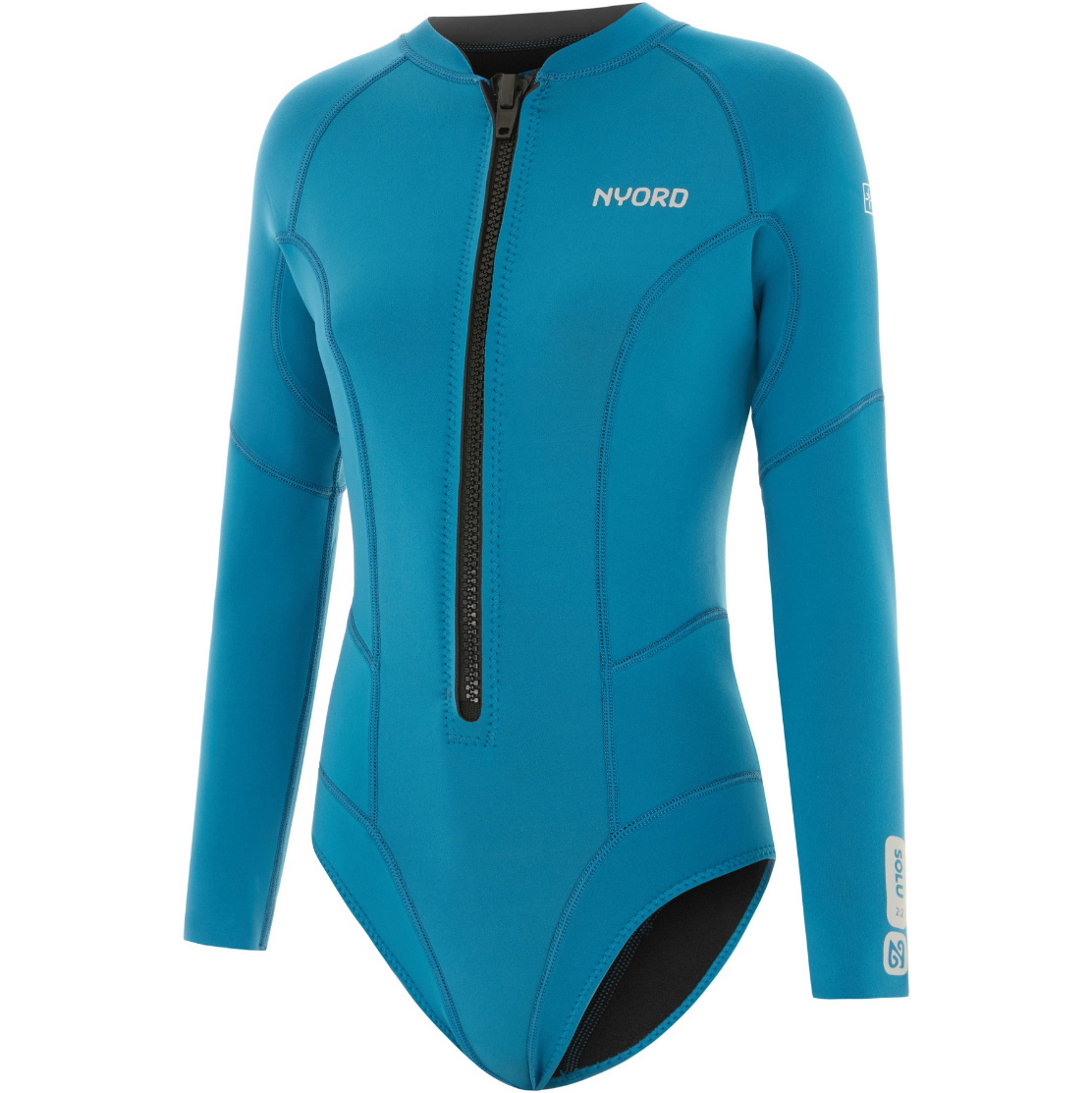 2025 Nyord Womens Solu Yulex 2/2mm Long Sleeve Front Zip Spring Shorty Wetsuit SOLWHL22001-CBL - Celestial Blue